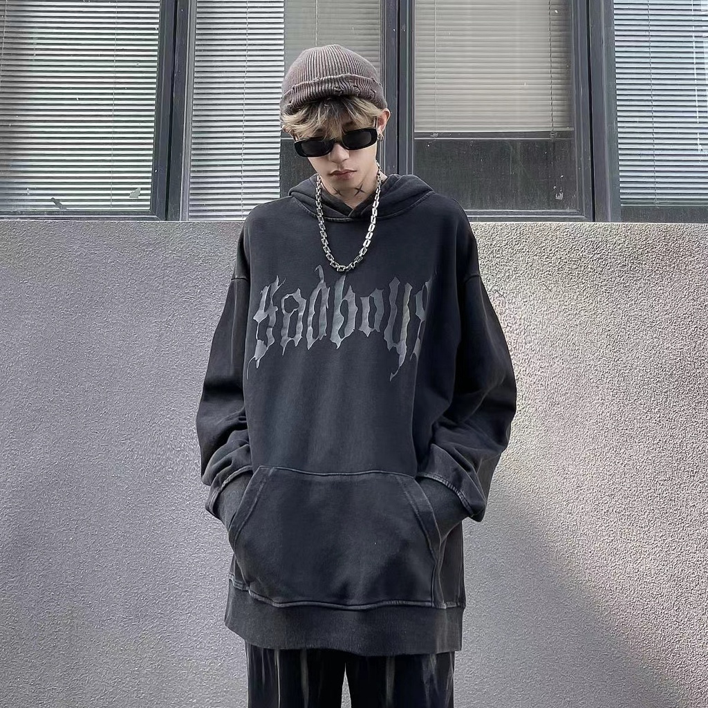 Mrn Gần Như Distress Áo Khoác Có Mũ Trùm In Hình gothic Đường Phố Thời Trang Mùa Thu retro Mỹ