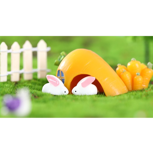Thỏ mini mô hình trang trí sen đá, terrarium tiểu cảnh
