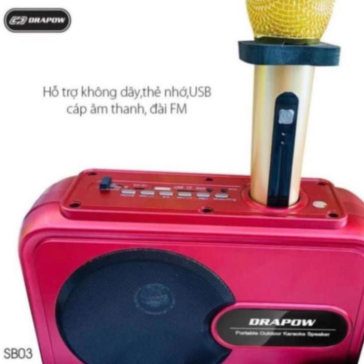 Loa Bluetooth Karaoke Drapow SB03 - SB02 kèm Micro -  Loa di động không dây Bảo hành 6 tháng 1 đổi 1