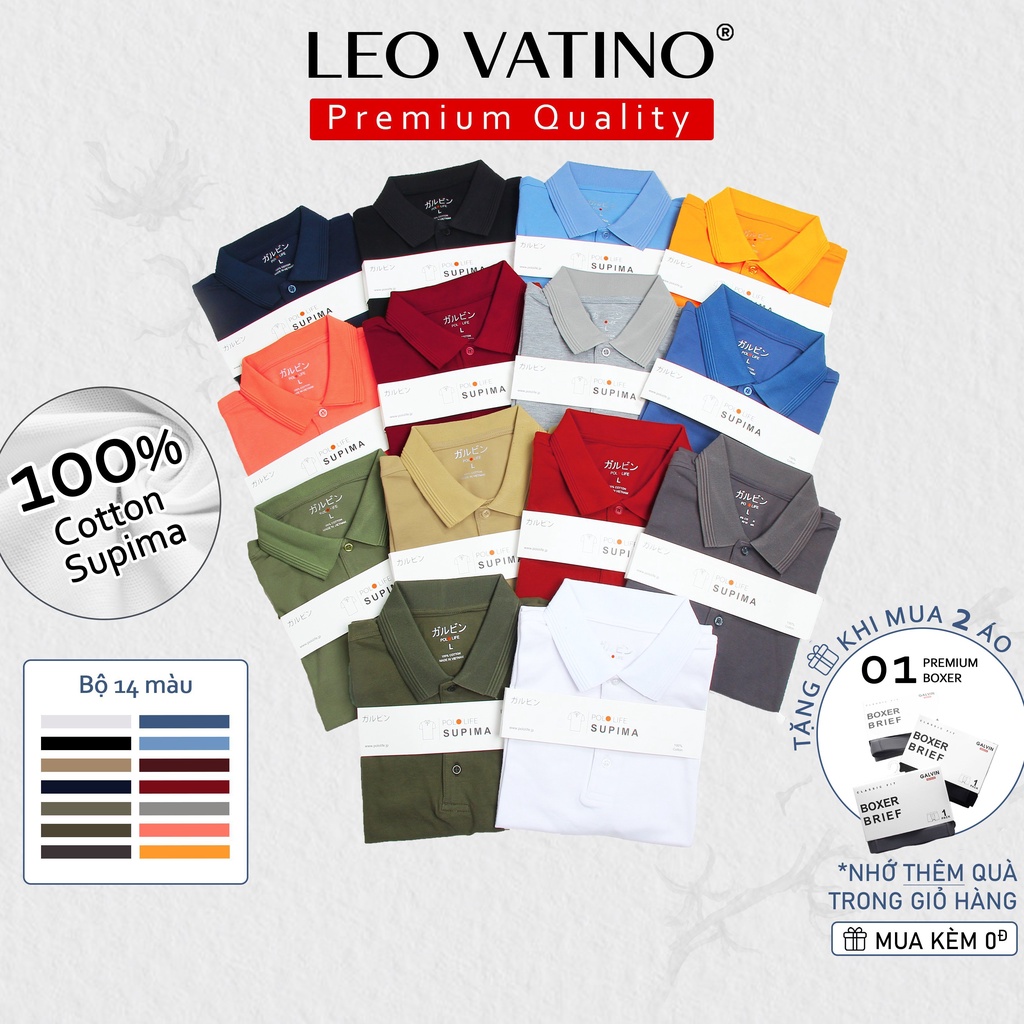 Áo polo nam Supima Cotton 100% Leo Vatino Phân phối độc quyền phối cổ áo thun nam tay ngắn cổ bẻ LIFE - Galvin