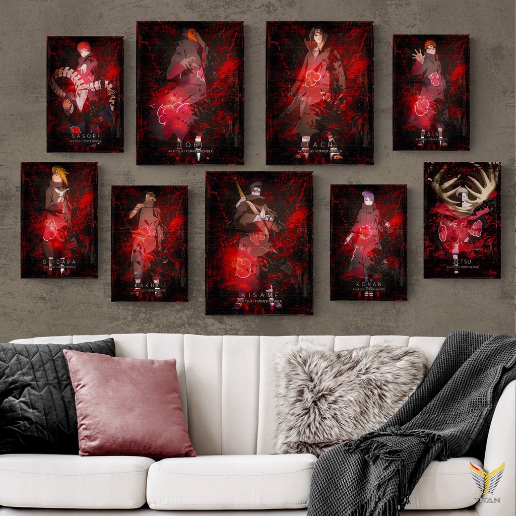 Bộ tranh canvas, tranh treo tường chủ đề FORMEX AKATSUKI ANIME NARUTO sắc nét độ bền 15 năm - ERGOHOME