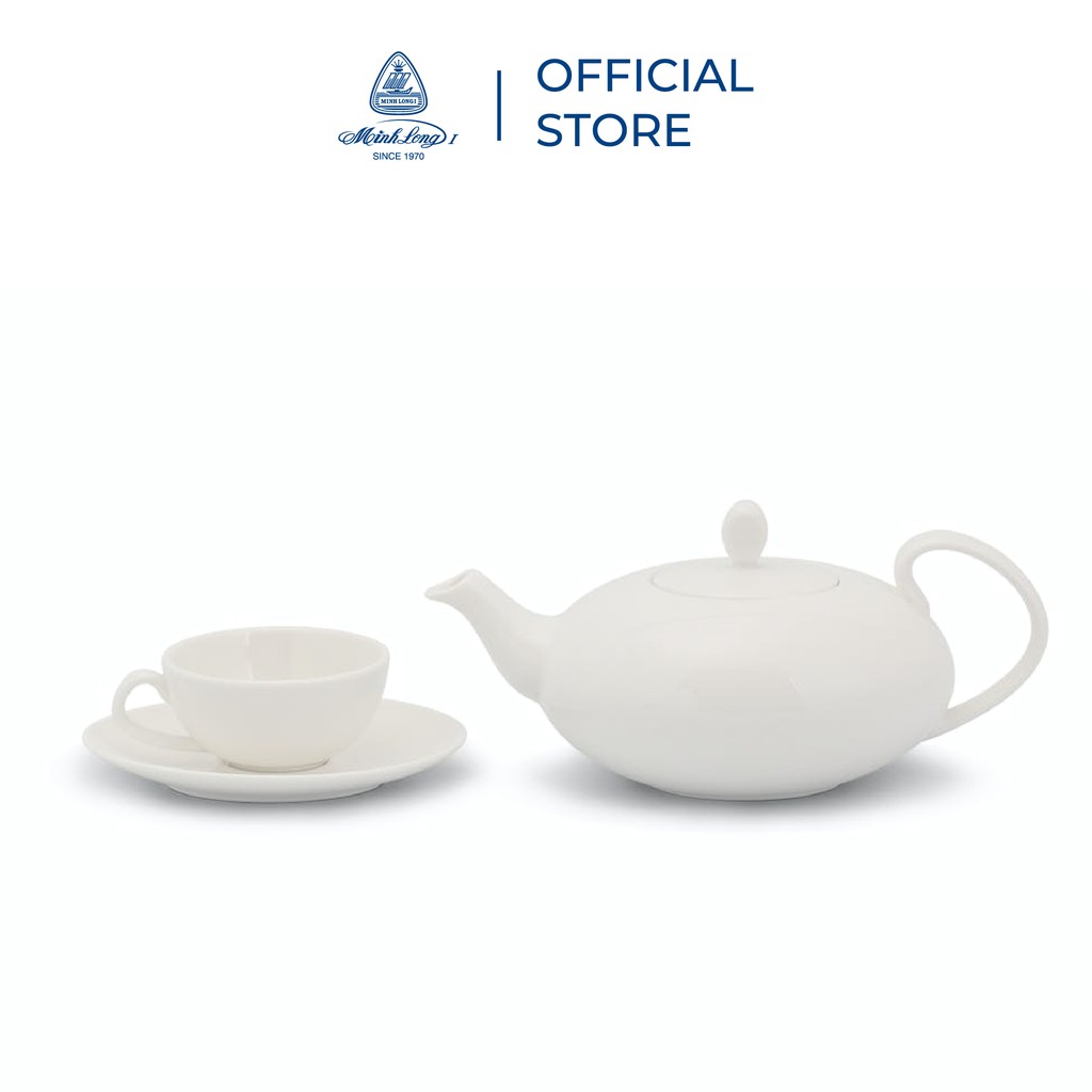 Bộ Ấm Trà Sứ Minh Long 0.47 L - Anna Elip - Trắng Ngà