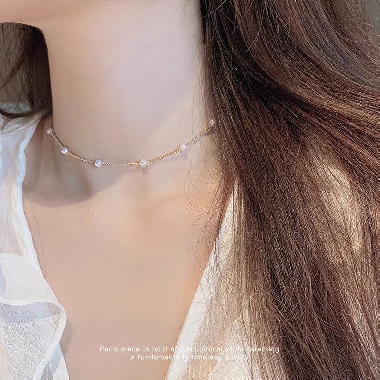 Vòng cổ Đính Ngọc Trai Phong Cách Hàn Quốc
