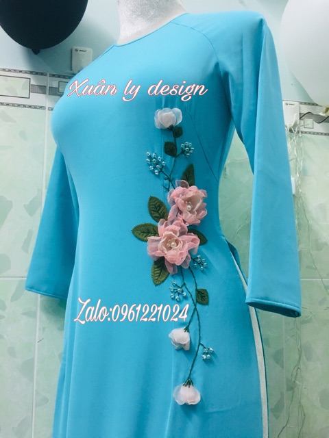 Set hoa voan kết đính áo dài