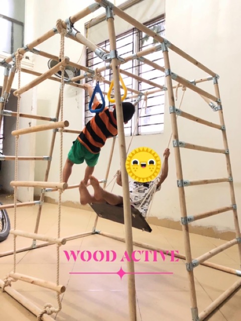 KHUNG VẬN ĐỘNG Wood Active 2🤾𝐁𝐇 𝟏𝟐 𝐓𝐇𝐀́𝐍𝐆🤾 siêu vận động cho bé, tăng chiều cao, IQ cho bé, giá rẻ