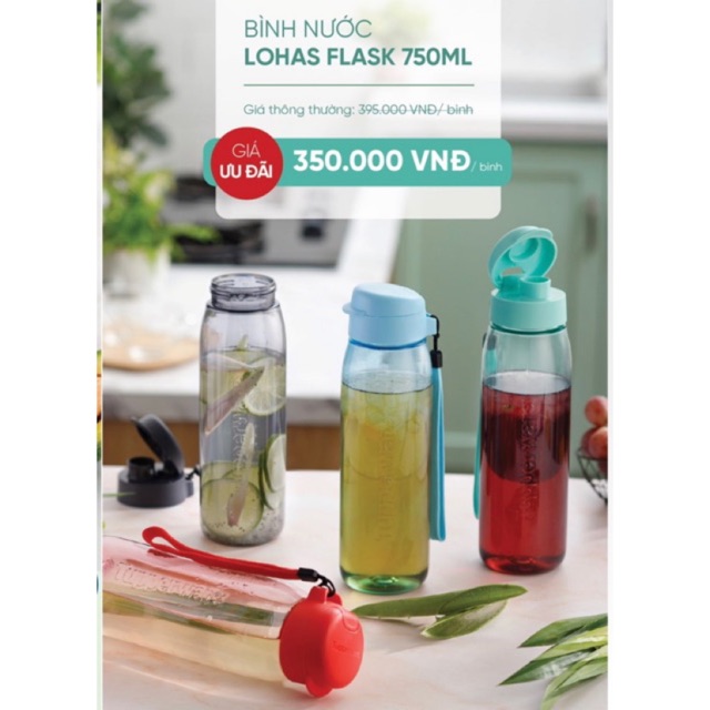 Bình nước siêu kín 750 ml Lohas Flask / eco gen II Tupperware