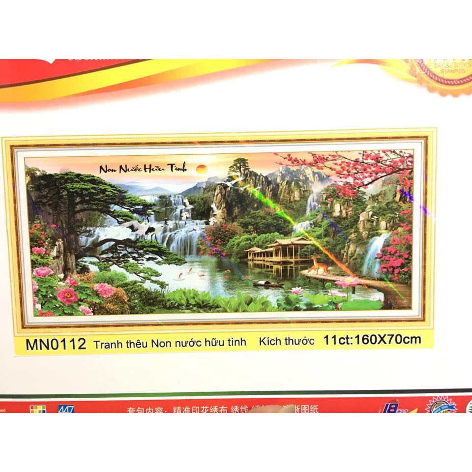 Tranh thêu chữ thập Non Nước Hữu Tình I 160x70cm I MN0112