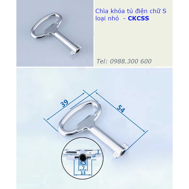 Chìa khóa tủ điện tam giác, vuông và chữ S dùng cho khóa tủ điện MS705 size 52x37mm - CKTGS, CKVS, CKVS