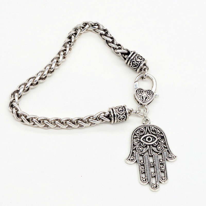 Crystal Palm Hamsa Hand Charms Bracelet