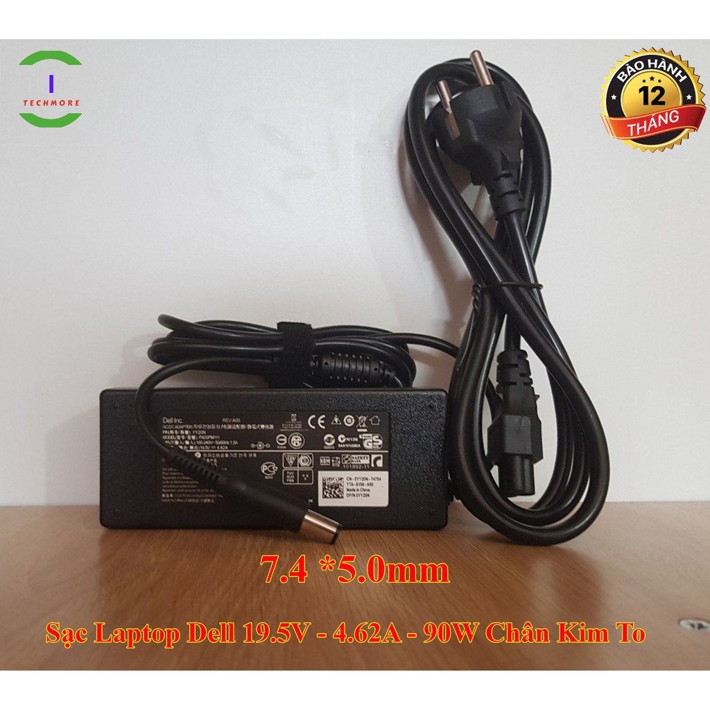 Sạc Laptop Dell 19.5V - 4.62A - 90W Chân Kim To Chính Hãng Cho E6420 E6520 3442 3443 3543