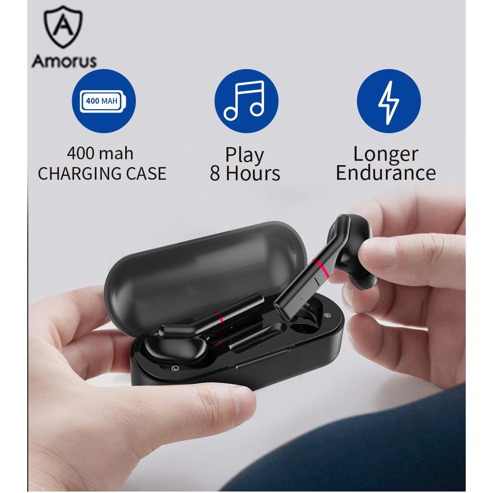 Tai nghe nhét tai không dây Amorus VV1 Bluetooth 5.0 chất lượng cao kèm phụ kiện tiện dụng