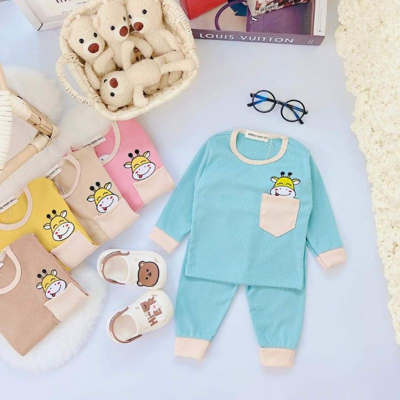 đồ bộ len gân dài tay ấm áp cho bé trai gái
