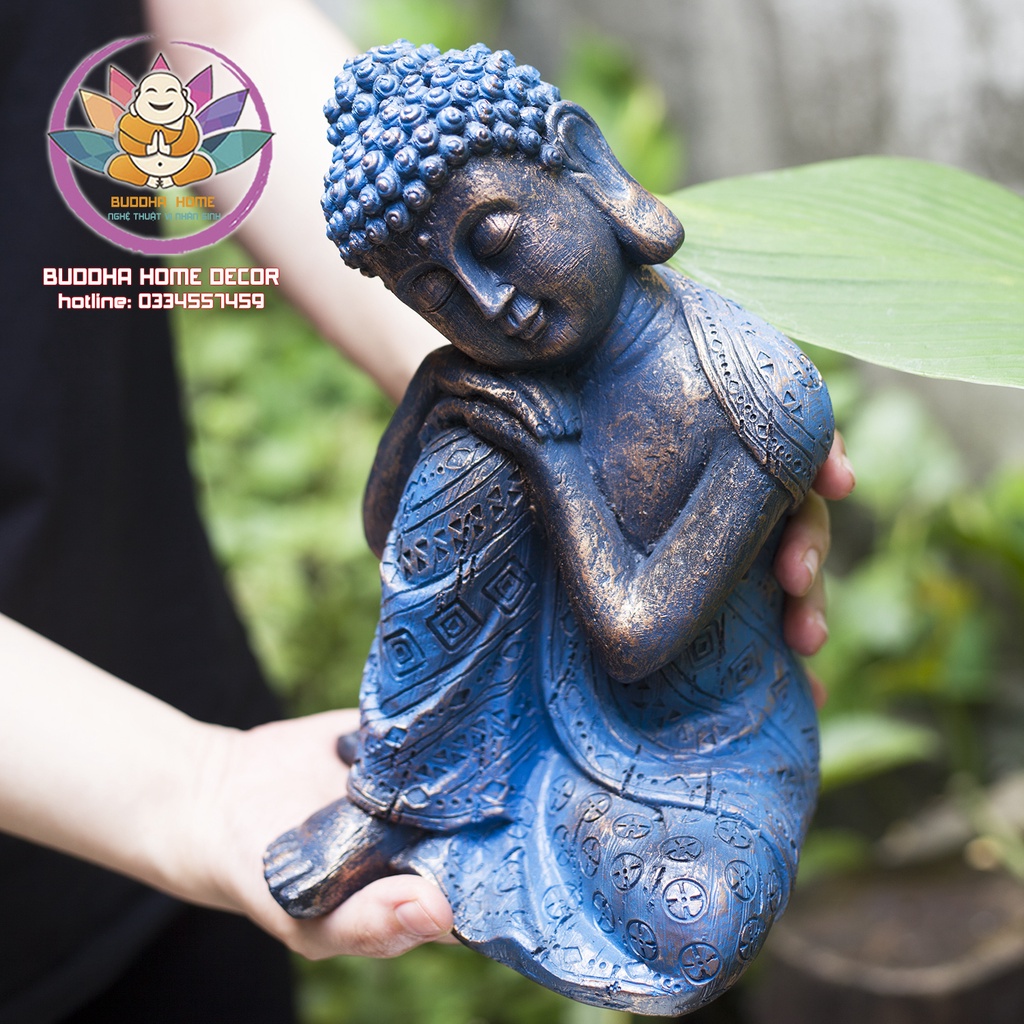 Tượng Phật An Nhiên xanh lam đồng cổ phong thủy thờ cúng