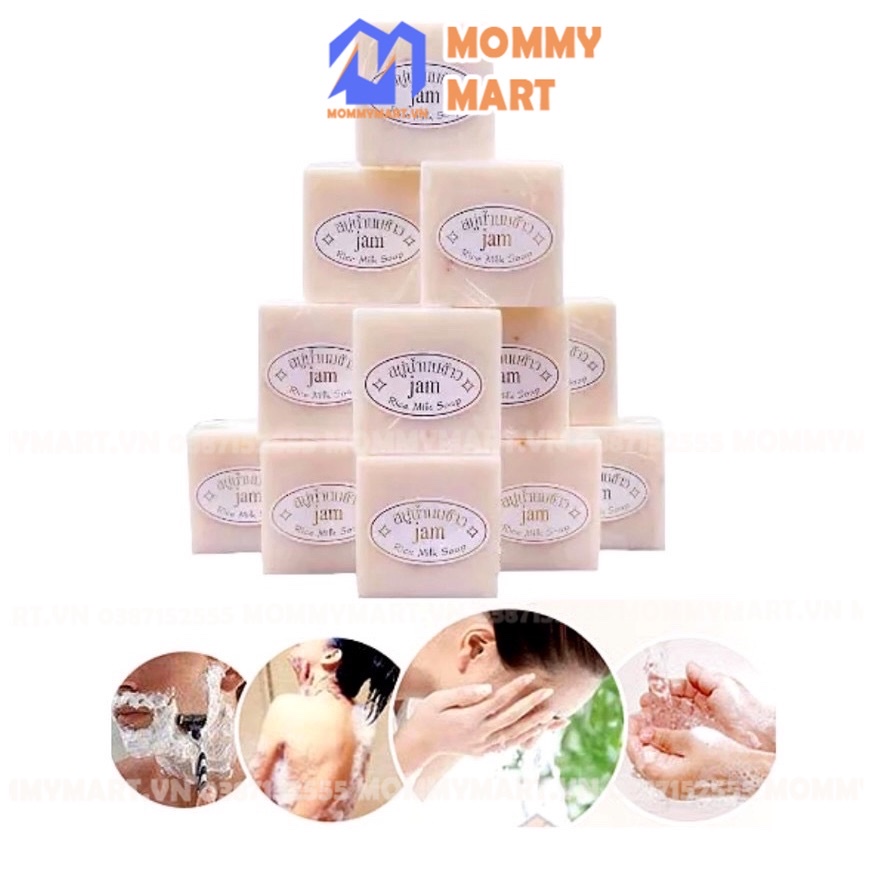 Xà phòng gạo Jam Thái Lan Rice milk soap 65g, Xà bông cám gạo Thái chính hãng Mommymart