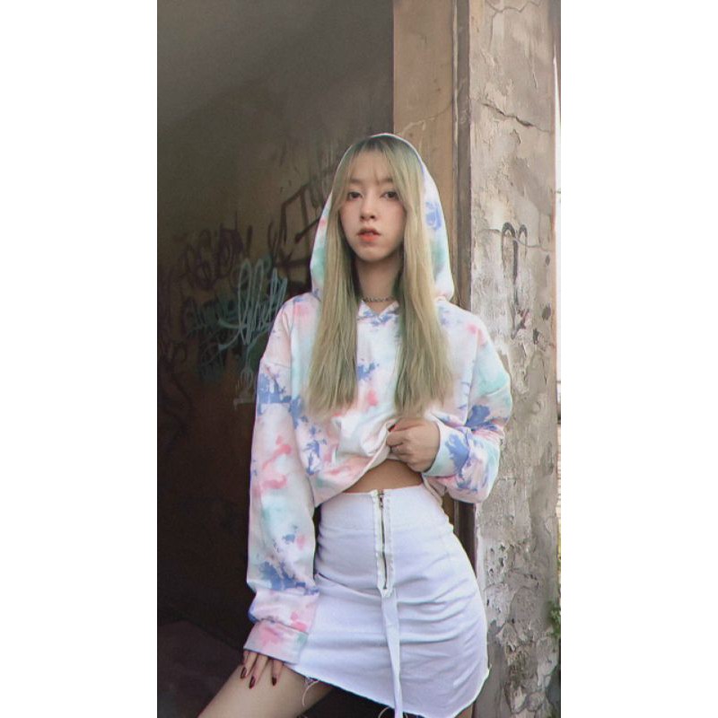 Áo hoodie croptop loang chất đẹp 💥 áo croptop nữ- Lychee closet