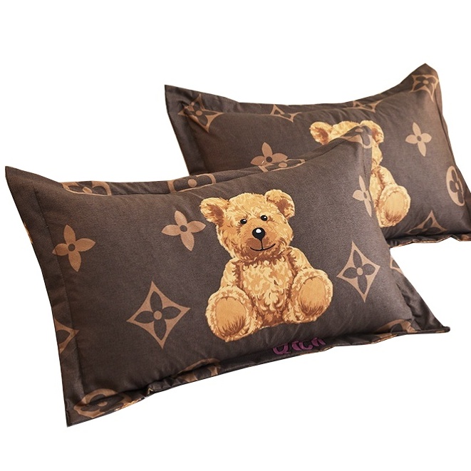 Vỏ Gối Nằm  Poly Cotton 45x65 cm, Áo gối nằm Gấu Nâu mẫu chọn lọc (Ghé Shop Lựa Thêm Sản Phẩm Nha)