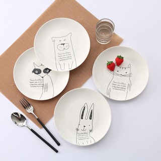 Đĩa sứ cao cấp, trang trí chụp ảnh, gốm nhiều mẫu, màu sắc, hình mèo đĩa ăn