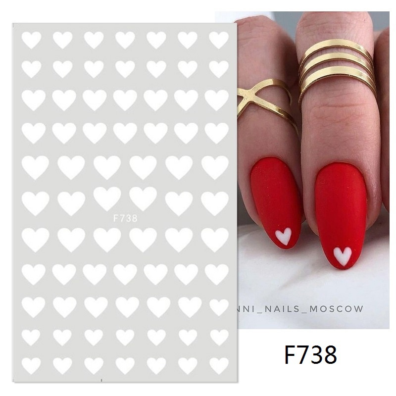 1 Miếng Dán Trang Trí Móng Tay Hình Trái Tim 3D Màu Đen NFF740