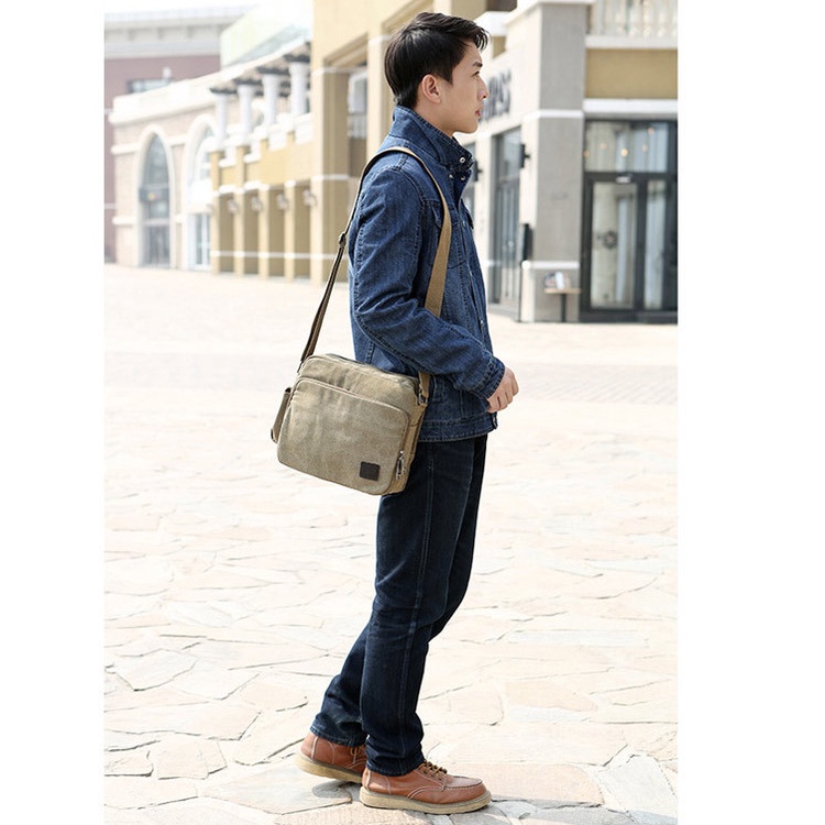 Túi Nam Đeo Chéo ZACHI Vải Canvas Siêu Bền Hàng Đẹp Chất Lượng Cao Màu Kaki T38
