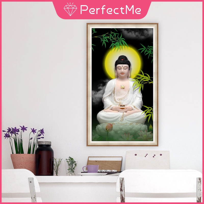 Bộ tranh đính đá 5d 30x50cm tự làm họa tiết phật giáo dùng trang trí nhà cửa