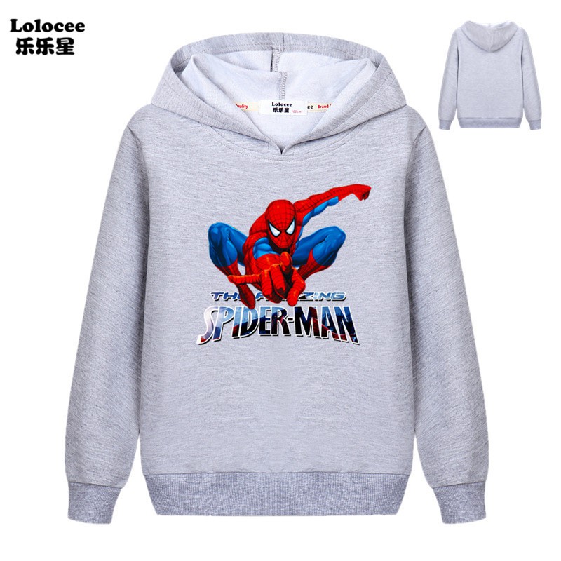 MARVEL Áo Hoodies Tay Dài Hoạ Tiết Người Nhện Cho Bé Trai