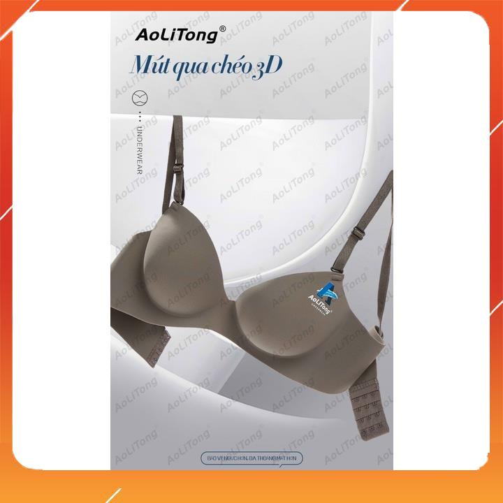 Áo lót nữ su đúc không gọng nâng đẩy ngực cup chéo đệm mút vừa họa tiết thương hiệu Aolitong A5101