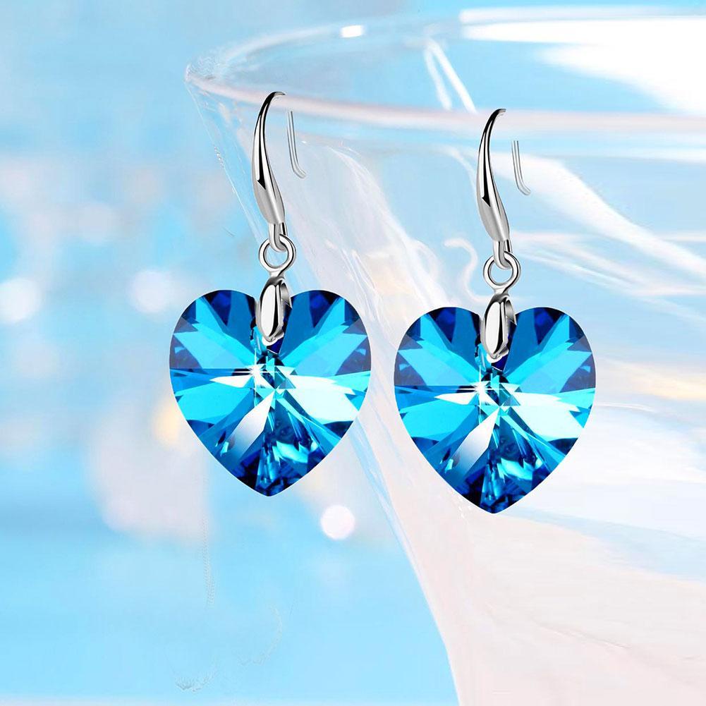 2022 New Fashion Ocean Star Love Pendant Earrings For Women Color Peach Heart Crystal Jewelry W9B2