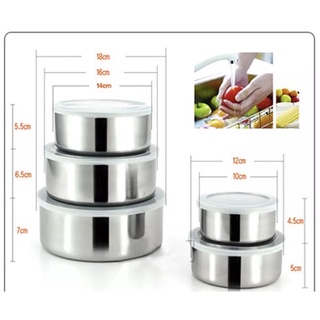 Bộ bát inox để tủ lạnh 5 chiếc