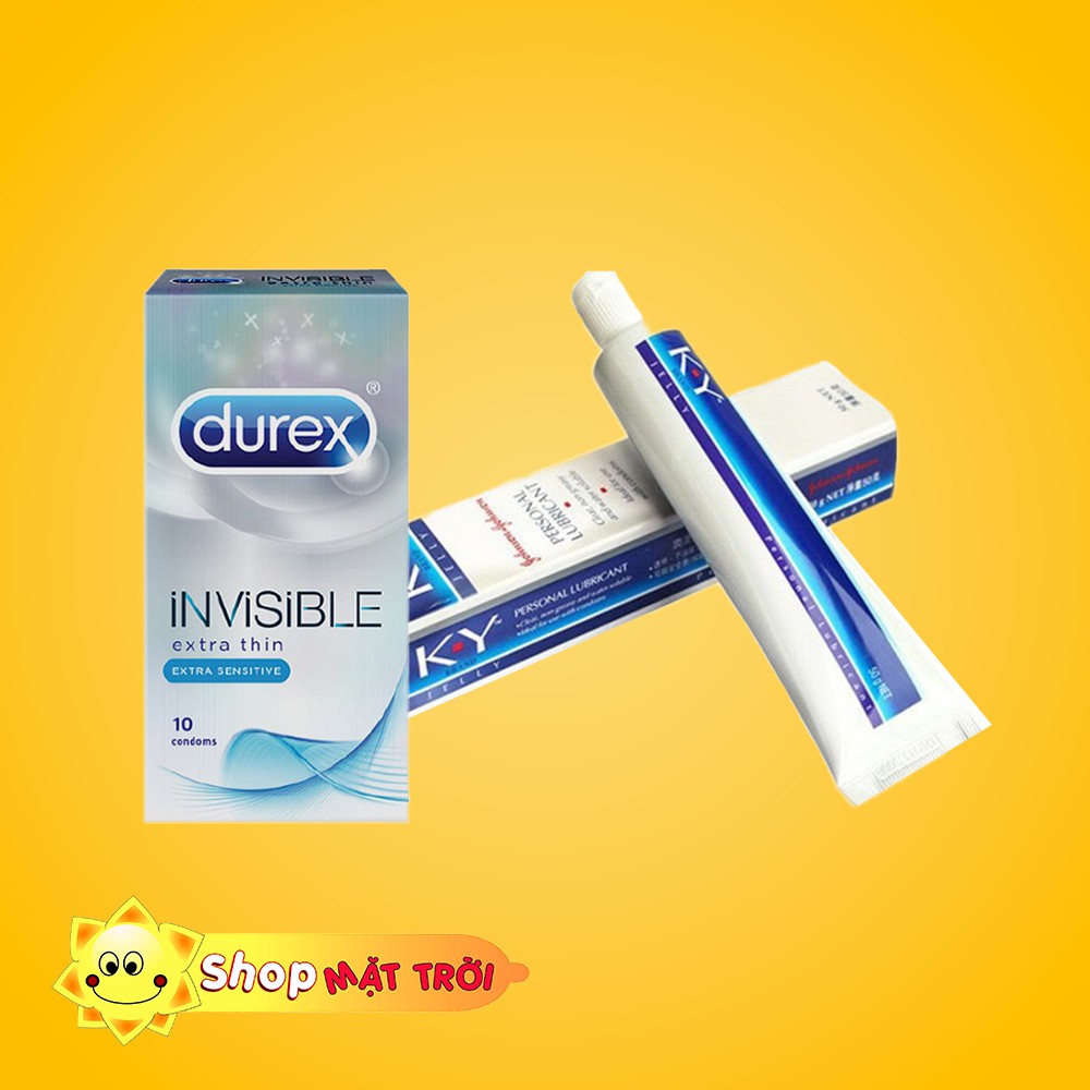 [ Siêu Rẻ ] Combo Bao Cao Su Durex INVISIBLE cực siêu mõng+Gel KY - Chính Hãng