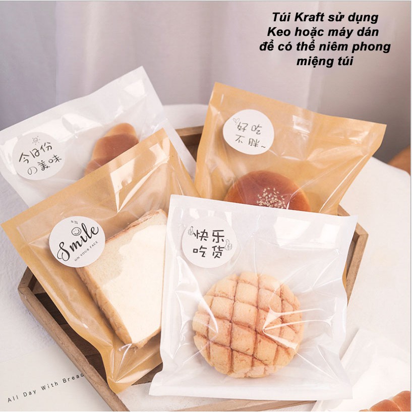 Túi đựng bánh nướng giấy kraft chống thấm dầu - HVL TEA