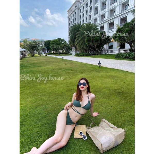 [ FREESHIP+ MẪU MỚI] Bikini 2 mảnh đi biển màu rêu cá tính