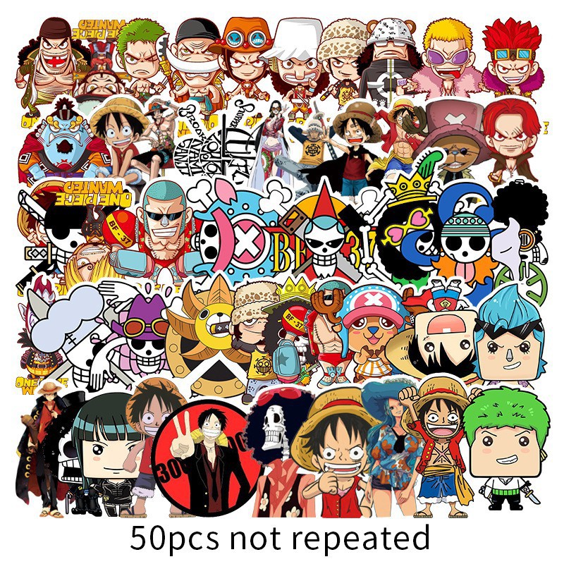 Set 100 sticker one piece chống nước 018