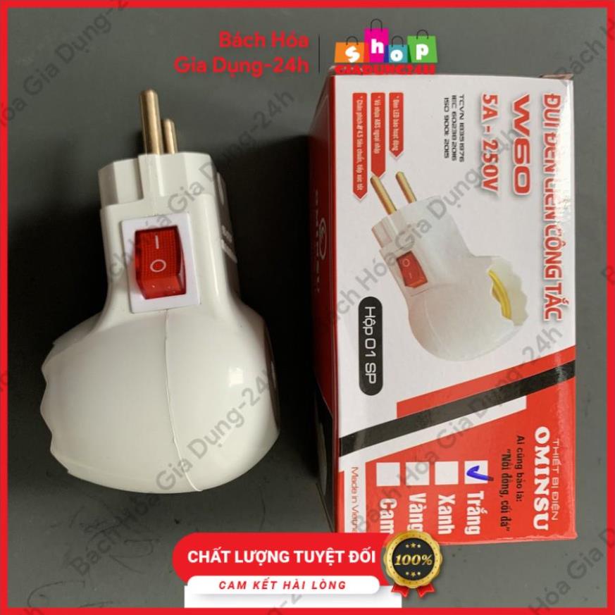 Phích cắm liền đui Ominsu-Đui đèn Ominsu w60 cắm điện không dây liền công tắc 5A-250V-Giadung24h