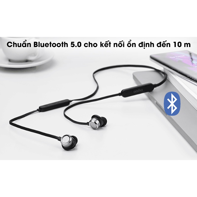 Tai nghe Bluetooth nhét tai Rapoo S150 Đen - Thời gian sử dụng 7 tiếng