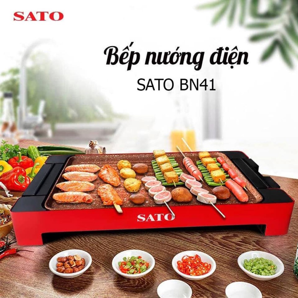 Bếp nướng điện SATO BN41 công suất 1500W bếp nướng đồ ăn tại nhà không khói hợp kim nhôm chống dính cao cấp