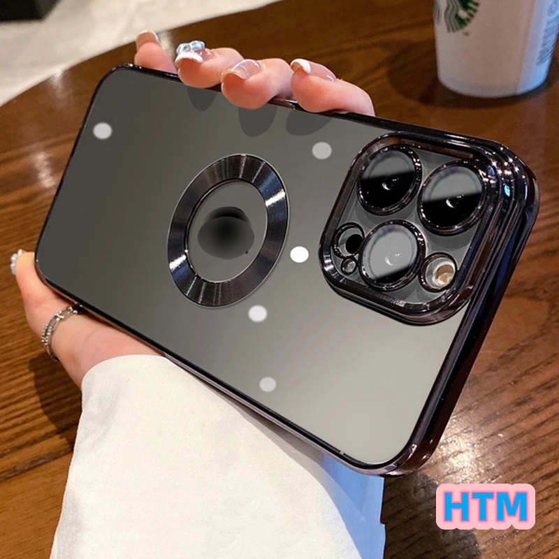 Ốp Điện Thoại Viền Vuông TPU Mềm Mạ Điện Kèm Phim Bảo Vệ Lens Cho iPhone 14 13 12 11 Pro Max Promax XS Max X