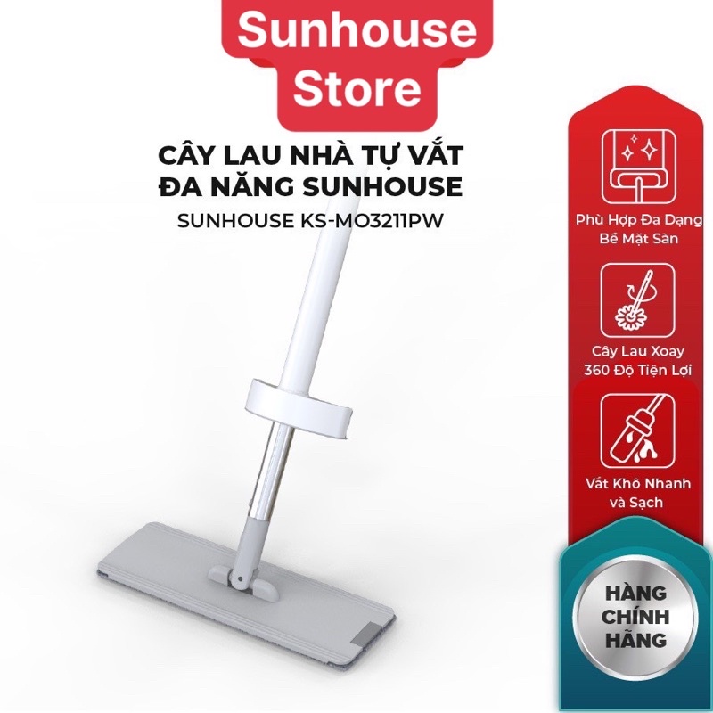 Cây lau nhà tự vắt đa năng SUNHOUSE KS-MO3211PW