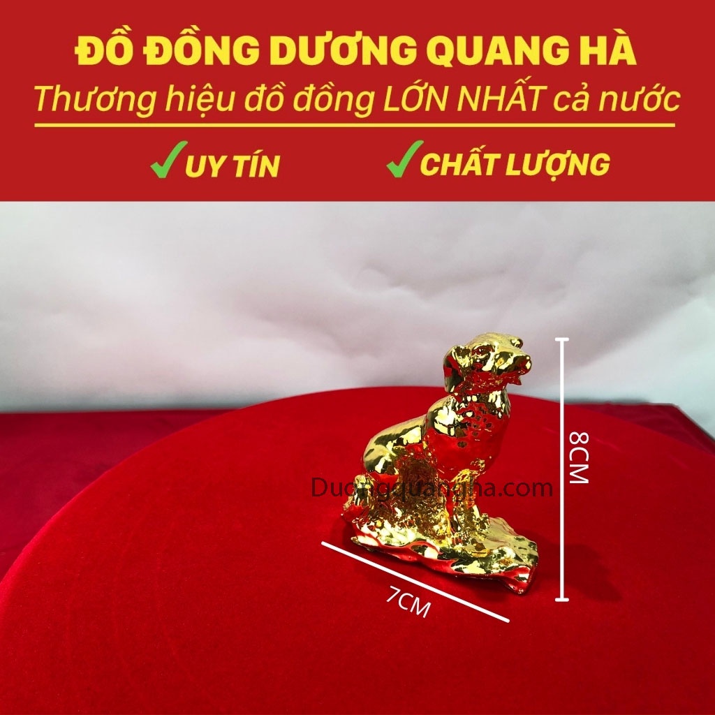 Tượng Chó Mạ Vàng Đồ Đồng Mỹ Nghệ Trong Bộ 12 Con Giáp Chất Liệu Đồng Vàng Kích Thước 8*7cm