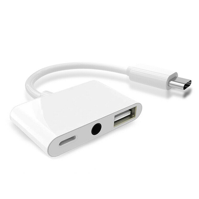 Đầu Đọc Thẻ Otg 3 Trong 1 Chuyển Đổi Cổng Usb Type C Sang Cổng 3.5mm