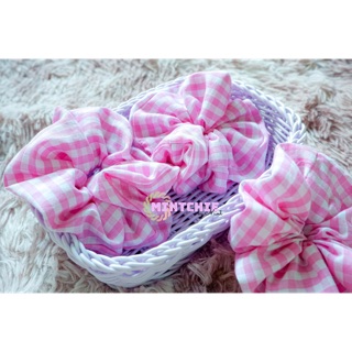 [SALE] Đồ cột tóc - Scrunchies - A47 Caro hồng
