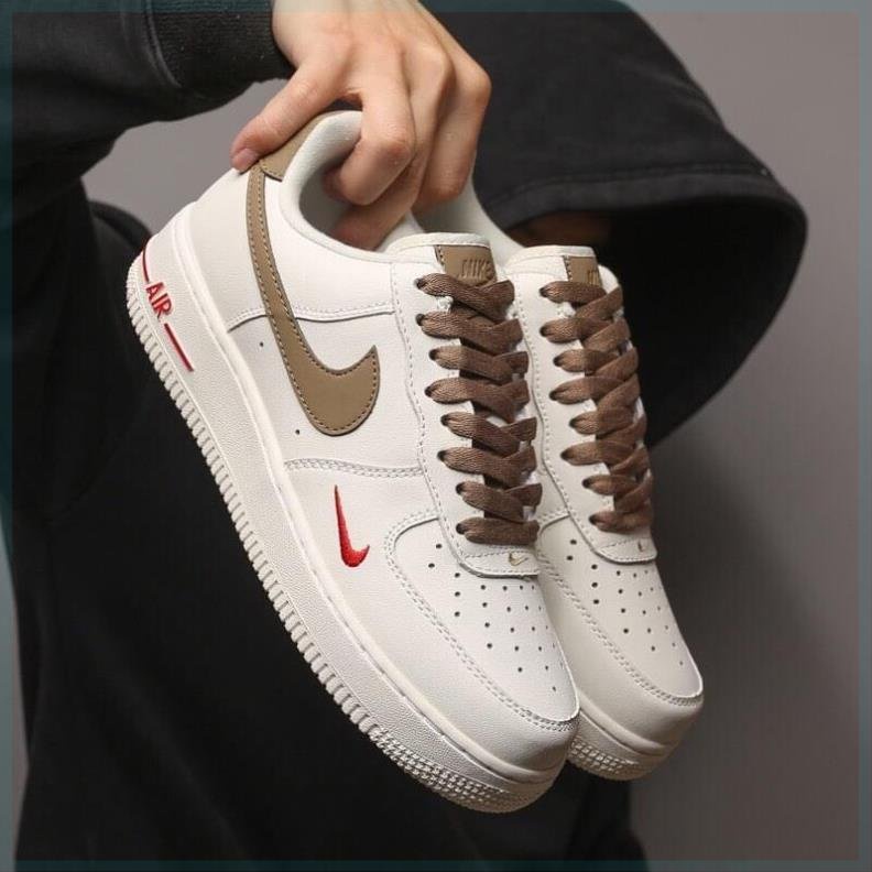 Giày Sneaker AF1 custom vệt nâu, air force 1 white brown bản mới - jinx.sneaker