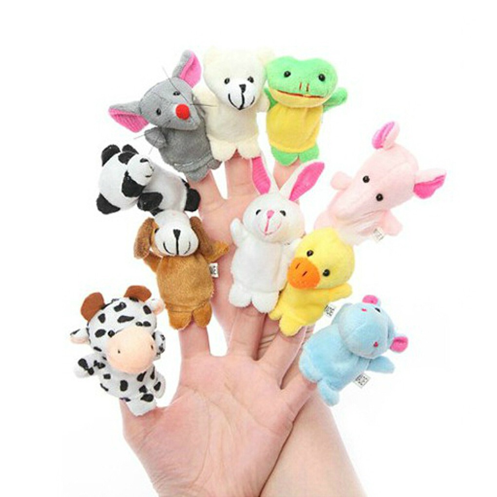 Set 10 Rối Bông Đeo Ngón Tay Hình Động Vật Dễ thương