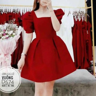 [Kèm hình thật] Đầm xòe big size cổ vuông từ 60kg-90kg