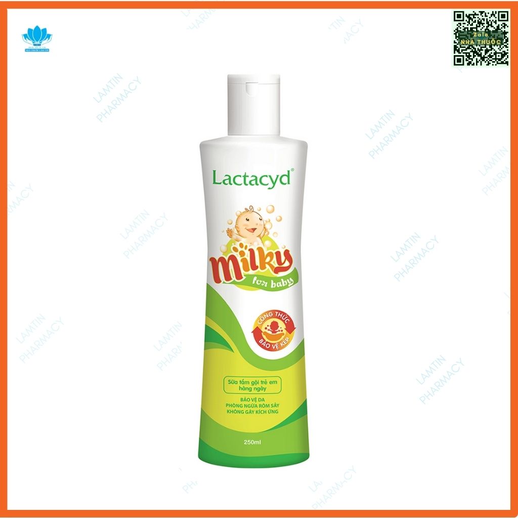 LACTACYD MILKY Sữa Tắm Gội Hằng Ngày Dành Cho Trẻ Giúp Bảo Vệ Dưỡng Ẩm Da Cho Bé Hàng Chính Hãng Chai 250ml, 500ml