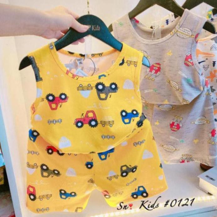 Set bộ ba lỗ hè in hình mini toàn thân cho bé chất cotton xuất dư siêu mềm
