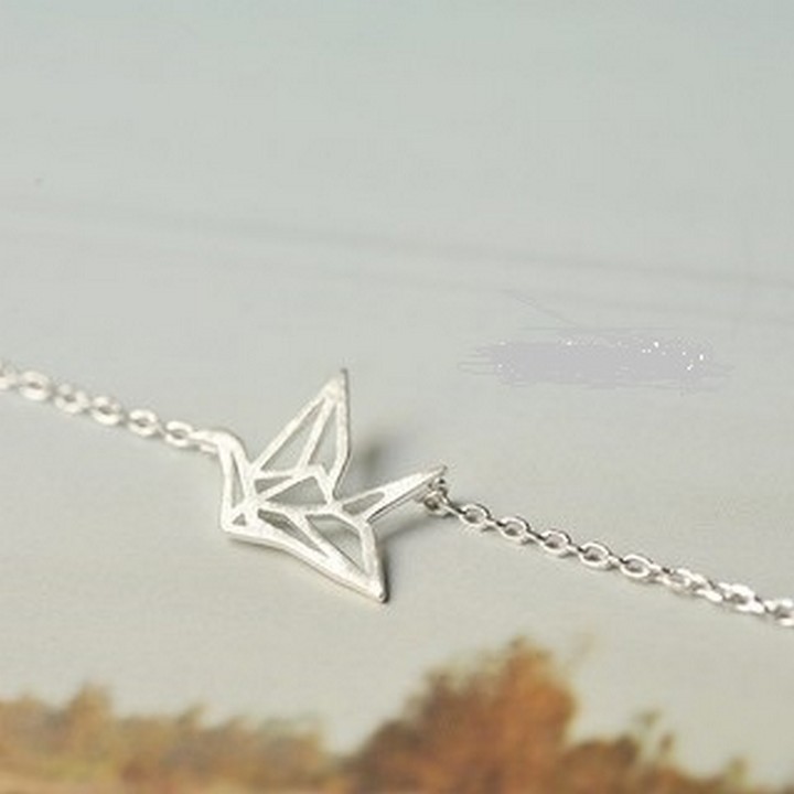 Dây chuyền hạc giấy vàng vòng cổ thiết kế thời trang độc đáo phụ kiện trang sức quà tặng xinh xắn đáng yêu