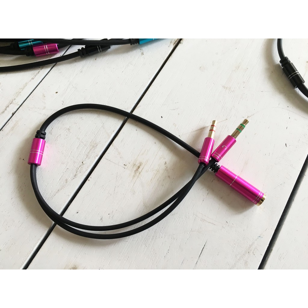 Cáp chia từ tai nghe điện thoại sang 2 đầu mic và audio riêng (1 cái-2 đực)