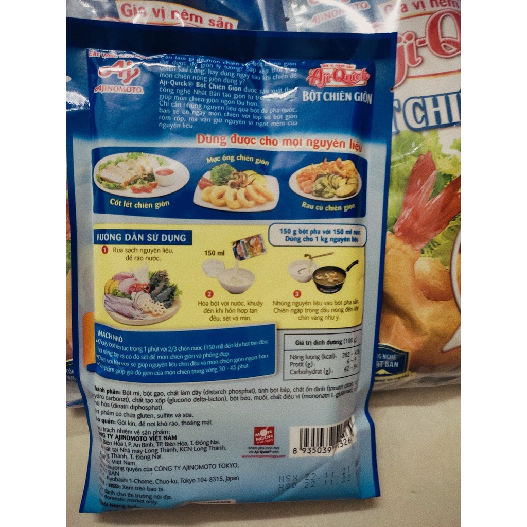 Bột chiên giòn Aji-Quick gói 150g Dạng bột Bột pha nước