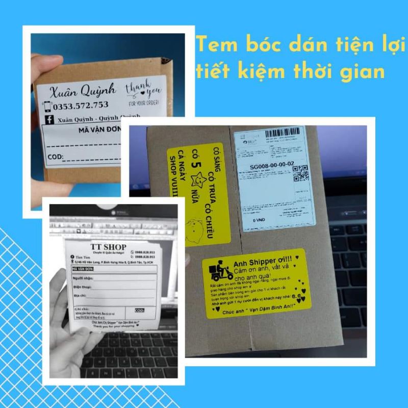 Combo 100 tem dán quay video kích thước 7x4cm phù hợp gói hàng nhỏ