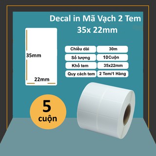 Combo 5 Cuộn Giấy 2 Tem Nhiệt 35*22